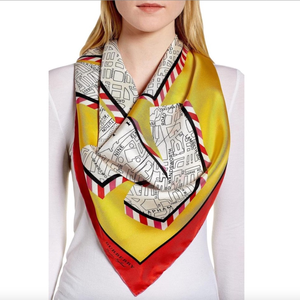 Burberry Multi with Tag Silk London Square Scarf/Wrap - Picture 2 of 9